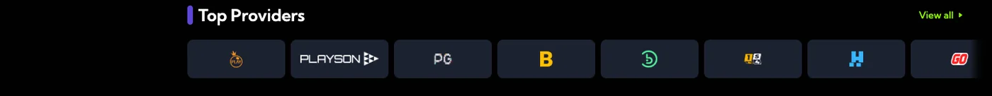 Studio-Filter „Top Providers“ in der LuckyBoom-Lobby